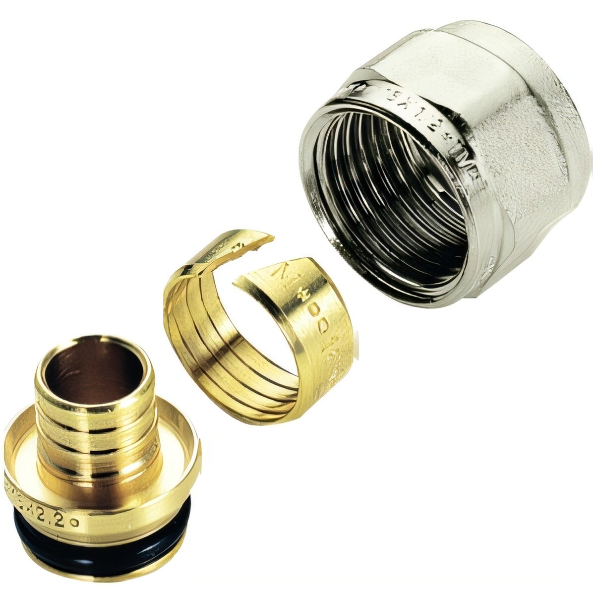 Klemmringverschraubung PE- und Pert-Rohre 1/2" Konus