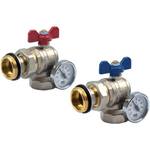 2184CPRKIT Eck-Kugelhahn SET mit Thermom. u....
